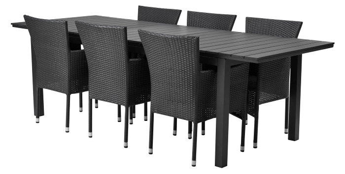 Hagebord Bern 200/260 x 90 cm svart